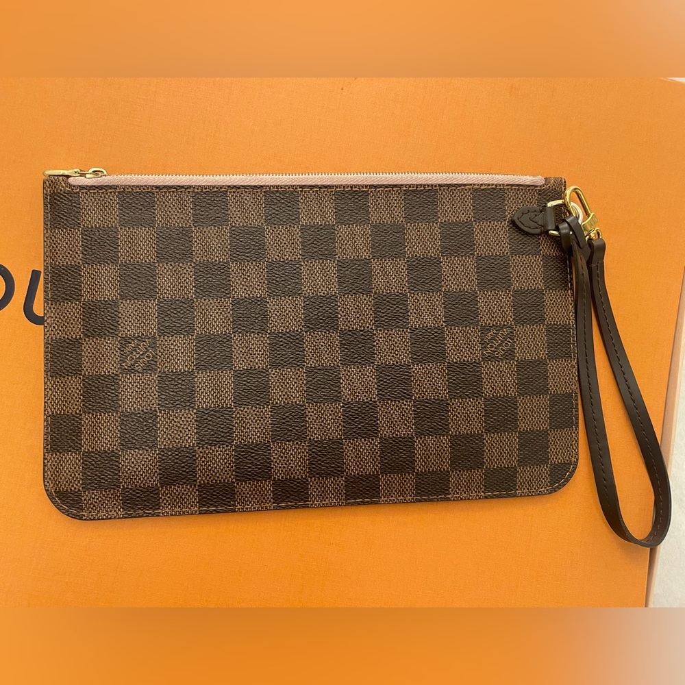 Louis Vuitton Neverfull wristlet Clutch Damier Ebene